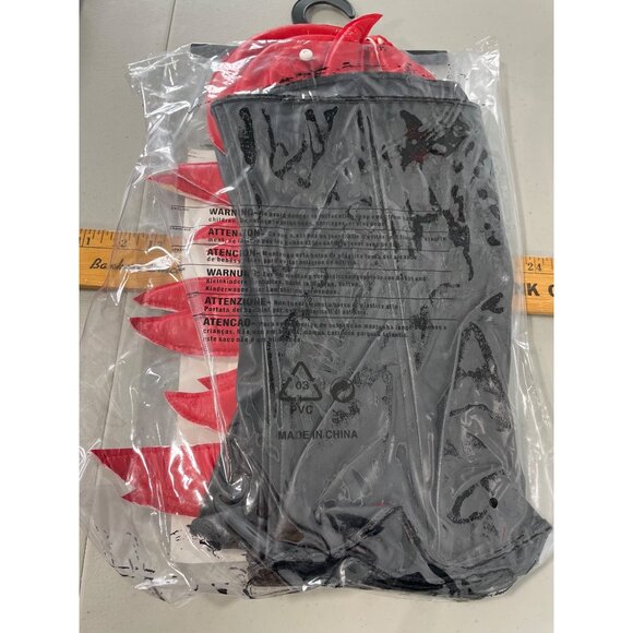 READ Flame Corset Set Size Medium Leg Avenue 3PC Vinyl Black Red Gloves G-String - Picture 5 of 8